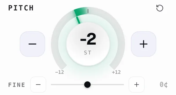 The pitch dial turned down two semitones