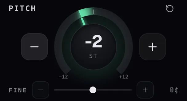 The pitch dial turned down two semitones